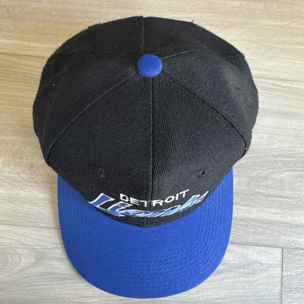 Vintage Sports Specialties Detroit Lions Script Hat Snapback NFL Black Wool‎ Cap